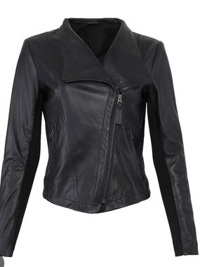 Mackage Pina Lambskin Leather Moto Jacket, Black Size S